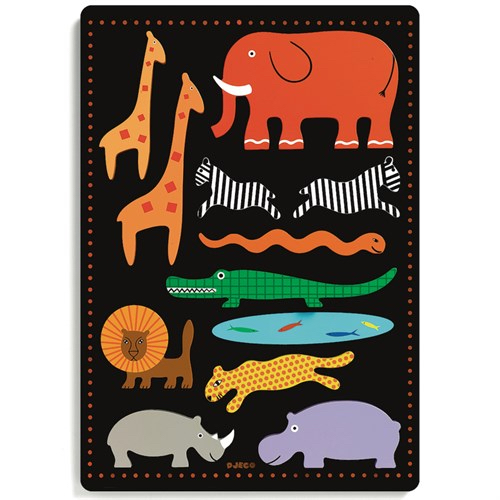 ② DJECO, puzzle animaux de la jungle 4, 6, 9 pièces — Jouets